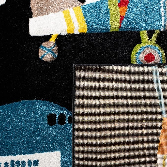SAFAVIEH Carousel Kids Collection Accent Rug - 4' x 6', Black & Ivory, Non-Shedding & Easy Care, Ideal for High Traffic Areas for Boys & Girls in Playroom, Nursery, Bedroom (CRK167Z)