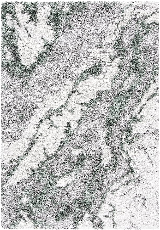 SAFAVIEH Horizon Shag Collection Area Rug - 9' x 12', Grey & Green, Modern Abstract Design, Non-Shedding & Easy Care, 2.6-inch Thick Ideal for High Traffic Areas in Living Room, Bedroom (HZN890Y)
