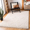 SAFAVIEH Marrakech Collection Area Rug - 5'3" x 7'6", Beige, Moroccan Boho Tribal Tassel Design, Non-Shedding & Easy Care, Ideal for Living Room, Bedroom (MRK517C)