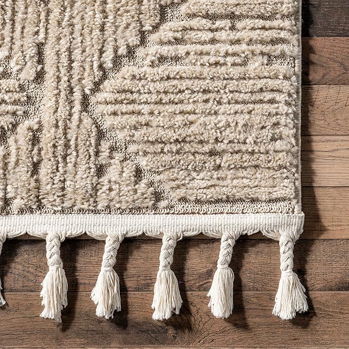 nuLOOM Kerry Beige, 6' Round, Geometric, Soft and Cozy, High Traffic, Stain Resistant, Easy Clean, Durable Area Rug for Bedroom, Living Room, Dining Space, Den, Foyer, Entryway