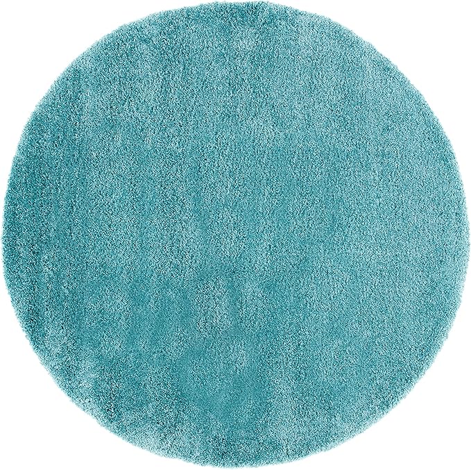 SAFAVIEH Milan Shag Collection 9' Round Aqua Blue SG180 Solid Non-Shedding Living Room Bedroom Dining Room Entryway Plush 2-inch Thick Area Rug