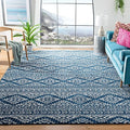 SAFAVIEH Tulum Collection Area Rug - 6'7" Square, Navy & Ivory, Moroccan Boho Tribal Design, Non-Shedding & Easy to Clean, Ideal for Living Room, Bedroom, Dining Space (TUL272N)