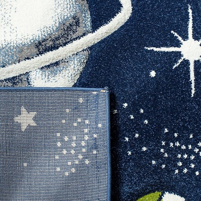 SAFAVIEH Carousel Kids Collection Area Rug - 9' x 12', Navy & Ivory, Non-Shedding & Easy Care, Ideal for High Traffic Areas for Boys & Girls in Playroom, Nursery, Bedroom (CRK103N)