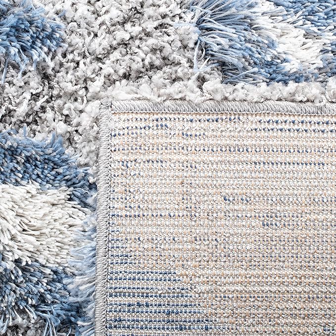 SAFAVIEH Horizon Shag Collection Accent Rug - 3' x 5', Grey & Blue, Non-Shedding & Easy Care, 2-inch Thick Ideal for High Traffic Areas in Entryway, Living Room, Bedroom (HZN890G)