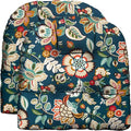 RSH DECOR: Tufted U-Shape Wicker Seat Cushions Set of 2 | 19” x 19” | All-Weather Spun Fabric | Water-Resistant | Outdoor Chair Cushions for Patio Furniture | Telfair Peacock Blue - Made in USA