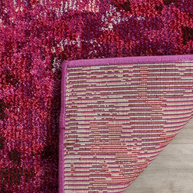 SAFAVIEH Monaco Collection Accent Rug - 3' x 5', Fuchsia, Boho Chic Abstract Watercolor Design, Non-Shedding & Easy Care, Ideal for High Traffic Areas in Entryway, Living Room, Bedroom (MNC225F)