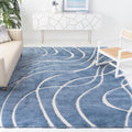 SAFAVIEH Florida Shag Collection Area Rug - 9'6" x 13', Light Blue & Cream, Non-Shedding & Easy Care, 1.2-inch Thick Ideal for High Traffic Areas in Living Room, Bedroom (SG471-6011)