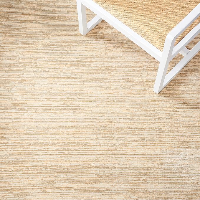 SAFAVIEH Vision Collection Area Rug - 6'7" Square, Beige, Modern Ombre Design, Non-Shedding & Easy to Clean, Ideal for Living Room, Bedroom, Dining Space (VSN606H)