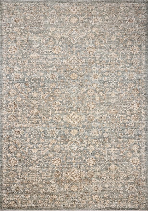 Loloi Chris Loves Julia Palma Collection PLM-05 Blue/Natural 2'-7" x 10'-0" Runner Rug Vintage Style Boho Living Room Bedroom Carpet