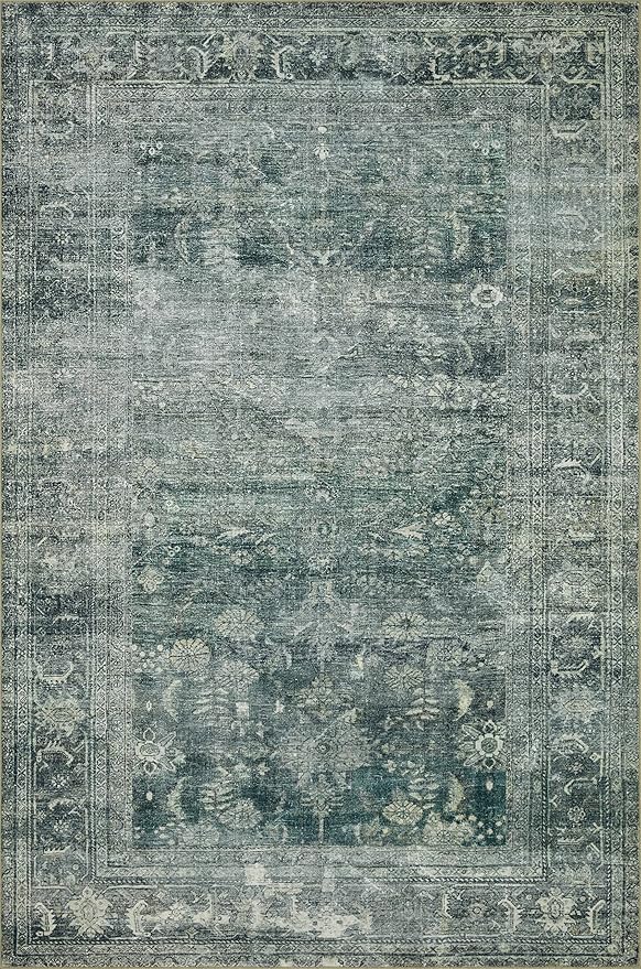 Loloi Magnolia Home by Joanna Gaines Banks Collection BAN-03 Blue/Lagoon 2'-6" x 9'-6", .13" Pile Height, Machine Washable, Runner Rug