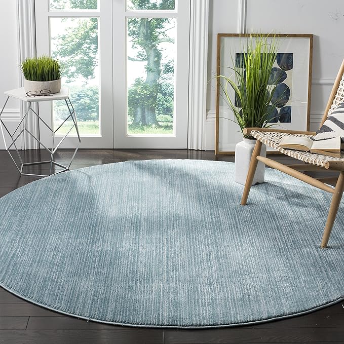 SAFAVIEH Vision Collection Area Rug - 3' Round, Aqua, Modern Ombre Design, Non-Shedding & Easy to Clean, Ideal for Foyer, Entryway, Bedroom, Accent Space (VSN606B)