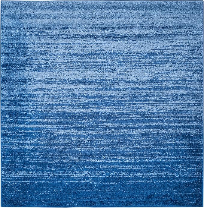 SAFAVIEH Adirondack Collection Area Rug - 8' Square, Light Blue & Dark Blue, Modern Ombre Design, Non Shedding & Easy to Clean, Ideal for Living Room, Bedroom, Office, Dining Space (ADR113F)