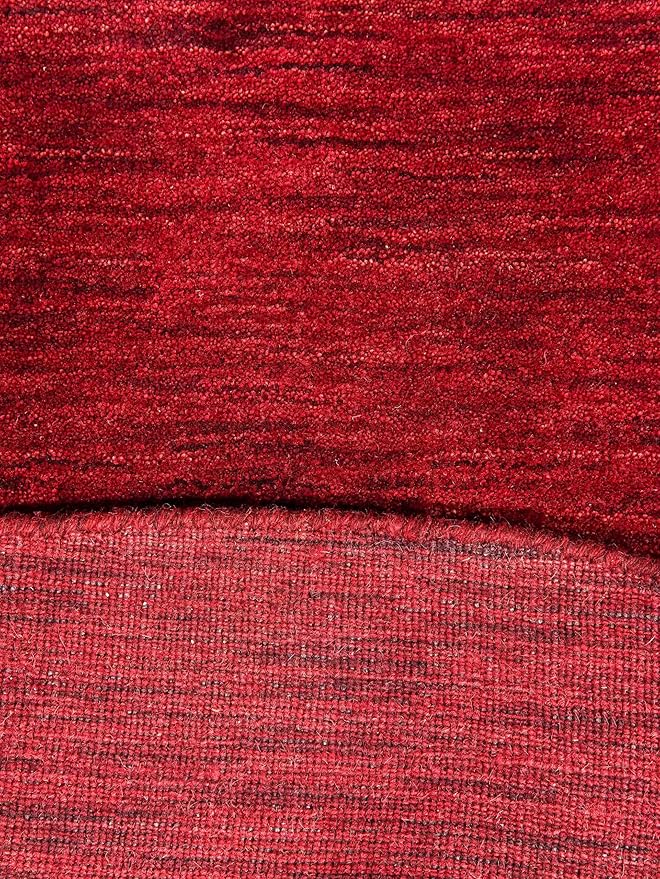 Hand Knotted Loom Wool ECO-Friendly Area Rugs - 10'x10', Round, Dark Red Color, Solid Plain Design, High Pile Handmade Anti Skid Area Rugs for Living Room, Bed Room (L00111)