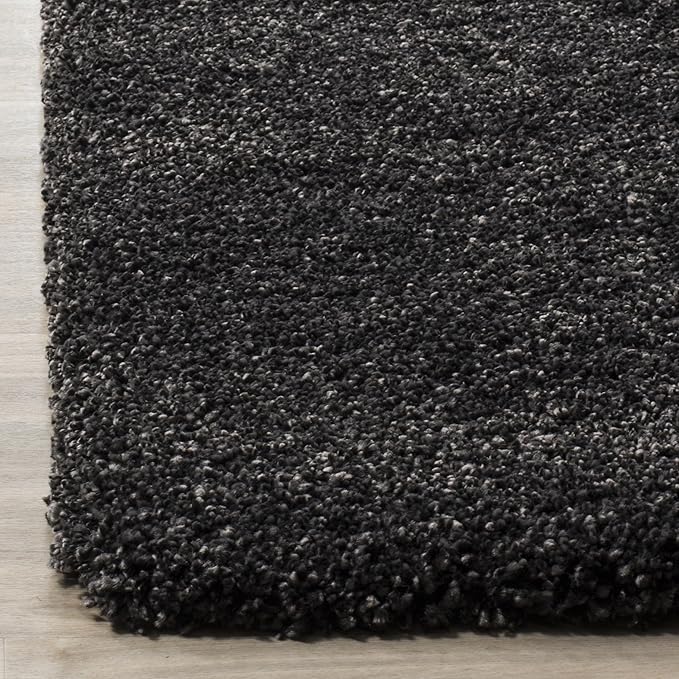 SAFAVIEH Milan Shag Collection Area Rug - 7' Square, Dark Grey, Solid Design, Non-Shedding & Easy Care, 2-inch Thick Ideal for High Traffic Areas in Living Room, Bedroom (SG180-8484)