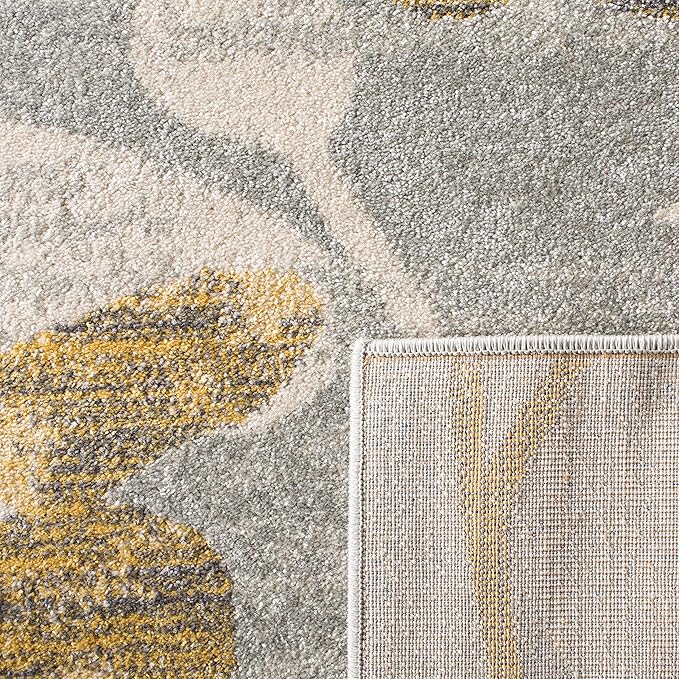 SAFAVIEH Evoke Collection 2'2" x 9' Grey / Gold EVK236P Floral Non-Shedding Living Room Entryway Foyer Hallway Bedroom Runner Rug