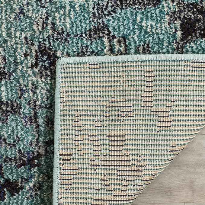 SAFAVIEH Monaco Collection Area Rug - 5'1" x 7'7", Light Blue & Multi, Boho Chic Abstract Watercolor Design, Non-Shedding & Easy Care, Ideal for High Traffic Areas in Living Room, Bedroom (MNC225J)
