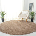 SAFAVIEH Milan Shag Collection Area Rug - 8' Round, Dark Beige, Solid Design, Plush 1.8-inch Thick, Non-Shedding, Ideal for High Traffic Areas in Living Room, Bedroom, Dining Room (SG180-1414-8R)