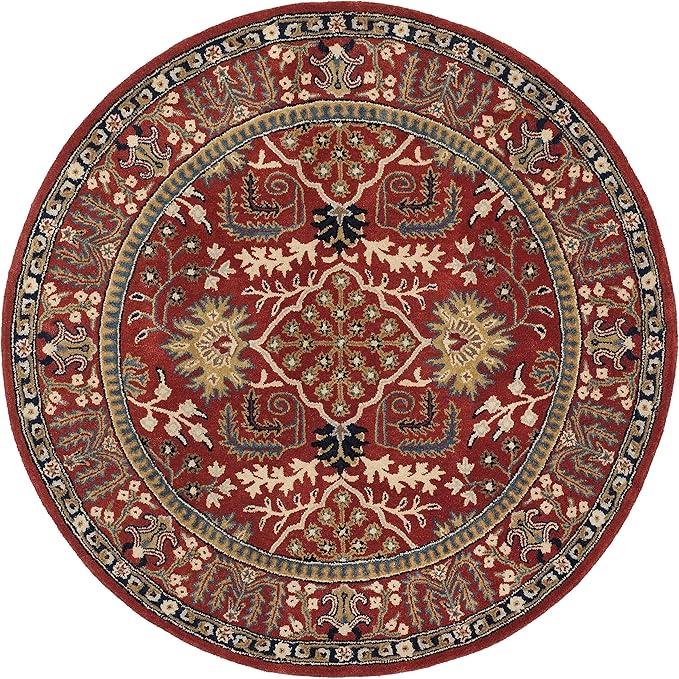 SAFAVIEH Antiquity Collection 6' Round Red / Multi AT64A Handmade Traditional Oriental Premium Wool Area Rug