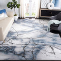 SAFAVIEH Craft Collection Area Rug - 9' Square, Grey & Blue, Modern Abstract Design, Non-Shedding & Easy Care, Ideal for High Traffic Areas in Living Room, Bedroom (CFT877L)