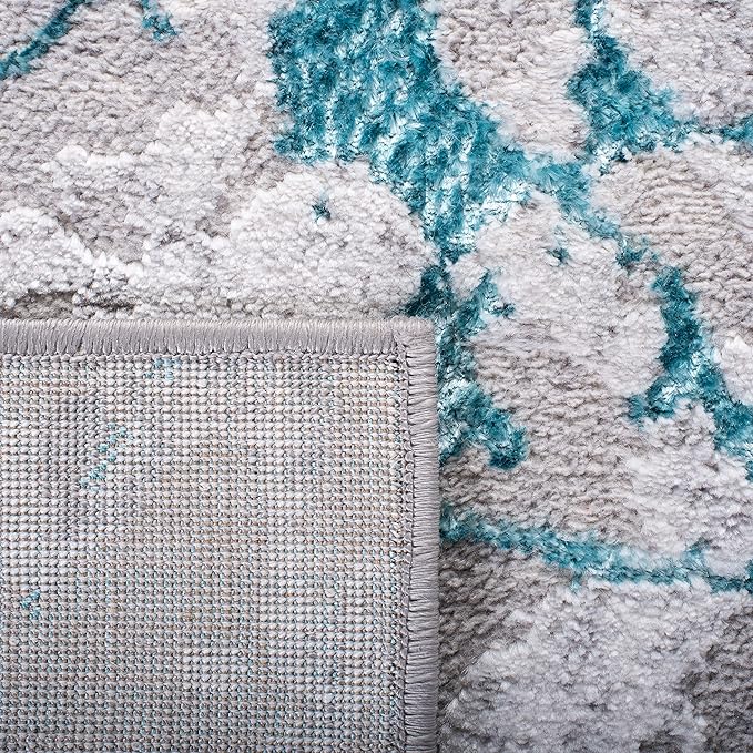 SAFAVIEH Amelia Collection Accent Rug - 3' x 5', Grey & Aqua, Modern Abstract Design, Non-Shedding & Easy Care, Ideal for High Traffic Areas in Entryway, Living Room, Bedroom (ALA293H)