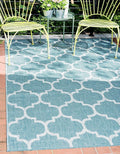 Unique Loom Outdoor Trellis Collection Area Rug (6' 1" x 9' Rectangle, Aquamarine/ Gray)