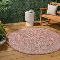 JONATHAN Y Weave Floral Indoor Outdoor Round Area Rug 9 Ft Red/Taupe, Tela Bohemian Textured for Backyard, Patio, Porch, Easy-Cleaning, High Traffic, Pet-Friendly, Non-Shedding (SMB100A-9R)