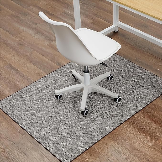 Chair Mat for Hardwood & Tile Floor, 47" x 52" Heavy Duty Office Chair Mat for Rolling Chairs, Anti Slip, Non-Curve, Floor Protector for Home Office, Gray Brown