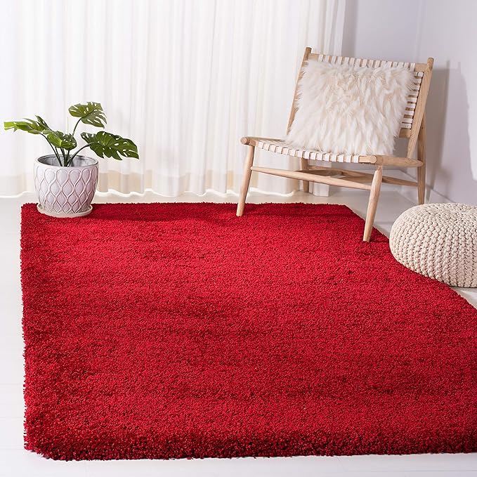 SAFAVIEH Milan Shag Collection Accent Rug - 3' x 5', Red, Solid Design, Non-Shedding & Easy Care, 2-inch Thick Ideal for High Traffic Areas in Entryway, Living Room, Bedroom (SG180-4040)