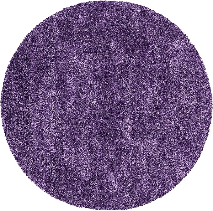 SAFAVIEH Milan Shag Collection 4' Round Purple SG180 Solid Non-Shedding Living Room Bedroom Dining Room Entryway Plush 2-inch Thick Area Rug