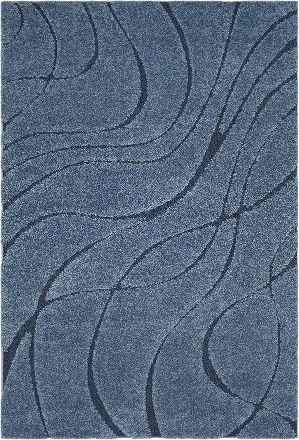 SAFAVIEH Florida Shag Collection Area Rug - 6' x 8', Light Blue & Blue, Non-Shedding & Easy Cleaning, Plush Thick Pile, Ideal for Living Room, Bedroom, Dining Space (SG471-6065)