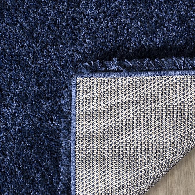 SAFAVIEH Milan Shag Collection Runner Rug - 2' x 14', Navy, Solid Design, Non-Shedding & Easy Care, 2-inch Thick Ideal for High Traffic Areas in Living Room, Bedroom (SG180-7070)