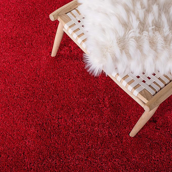 SAFAVIEH Milan Shag Collection Accent Rug - 3' x 5', Red, Solid Design, Non-Shedding & Easy Care, 2-inch Thick Ideal for High Traffic Areas in Entryway, Living Room, Bedroom (SG180-4040)
