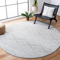 SAFAVIEH Tulum Collection Area Rug - 5' Round, Light Grey & Ivory, Moroccan Boho Tribal Design, Non-Shedding & Easy to Clean, Ideal for Living Room, Bedroom, Dining Space (TUL272F)