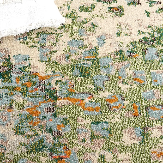 SAFAVIEH Monaco Collection Area Rug - 4' x 6', Sage & Rust, Abstract Watercolor Design, Non-Shedding & Easy Care, Ideal for High Traffic Areas in Living Room, Bedroom, Dining (MNC225W-4)