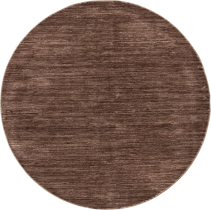 SAFAVIEH Vision Collection Area Rug - 3' Round, Brown, Modern Ombre Design, Non-Shedding & Easy to Clean, Ideal for Foyer, Entryway, Bedroom, Accent Space (VSN606E)
