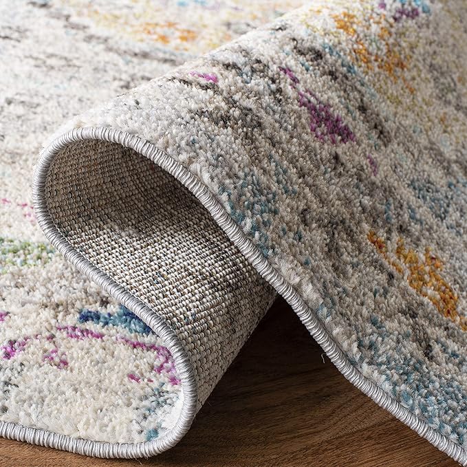 SAFAVIEH Area Rug 8x10 - Madison Collection - Large - Grey & Yellow, Boho Diamond Distressed Design, Non-Shedding & Easy Cleaning, Ideal for Living Room, Bedroom, Office, Dining Space (MAD418F)
