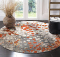 SAFAVIEH Monaco Collection Area Rug - 6'7" Round, Grey & Orange, Boho Chic Abstract Watercolor Design, Non-Shedding & Easy Care, Ideal for High Traffic Areas in Living Room, Bedroom (MNC225H)
