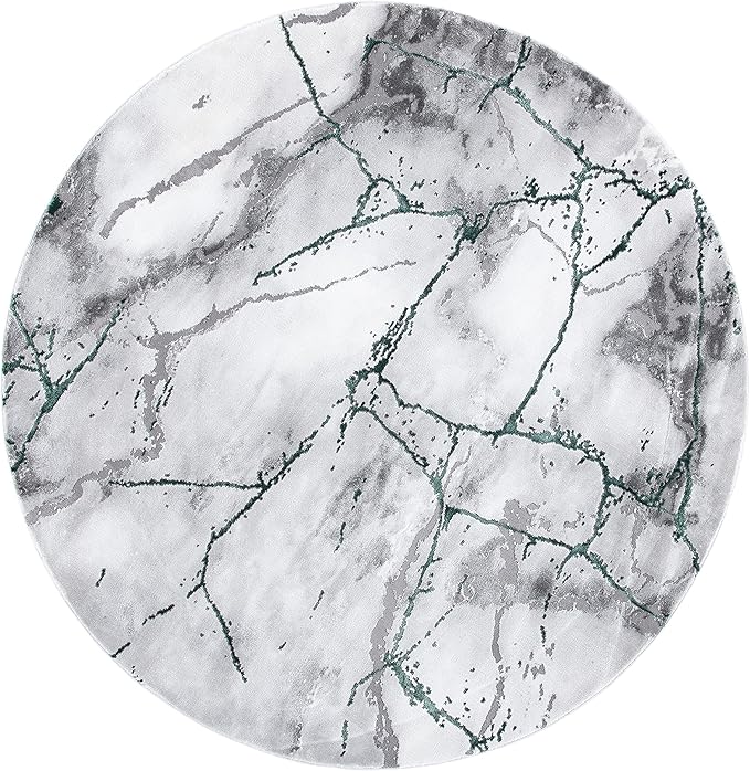 SAFAVIEH Craft Collection 8' Round Grey/Green CFT877Y Modern Abstract Non-Shedding Living Room Dining Bedroom Foyer Area Rug