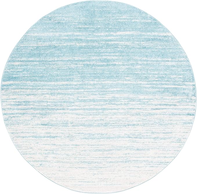 SAFAVIEH Adirondack Collection Area Rug - 4' Round, Aqua & Ivory, Modern Ombre Design, Non Shedding & Easy to Clean, Ideal for Living Room, Bedroom, Office, Dining Space (ADR113J)