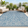JONATHAN Y Weave Floral Indoor Outdoor Area Rug 3X5 Navy/Gray, Tela Bohemian Textured for Backyard, Patio, Porch, Easy-Cleaning, High Traffic, Pet-Friendly, Non-Shedding (SMB100B-3)