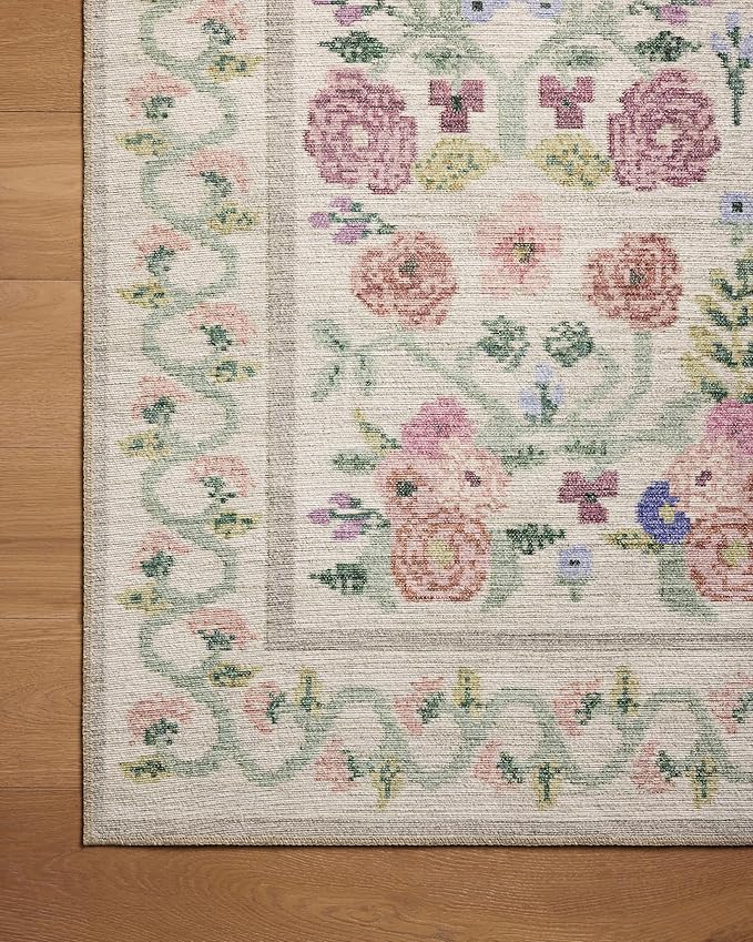 Loloi Rifle Paper Co. Rosa Collection RSA-01 Ivory 2'-6" x 7'-6" Runner Rug