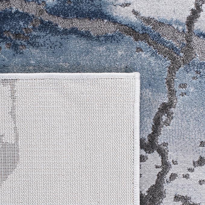 SAFAVIEH Craft Collection Area Rug - 4' Square, Grey & Blue, Modern Abstract Design, Non-Shedding & Easy Care, Ideal for High Traffic Areas in Living Room, Bedroom (CFT877L)