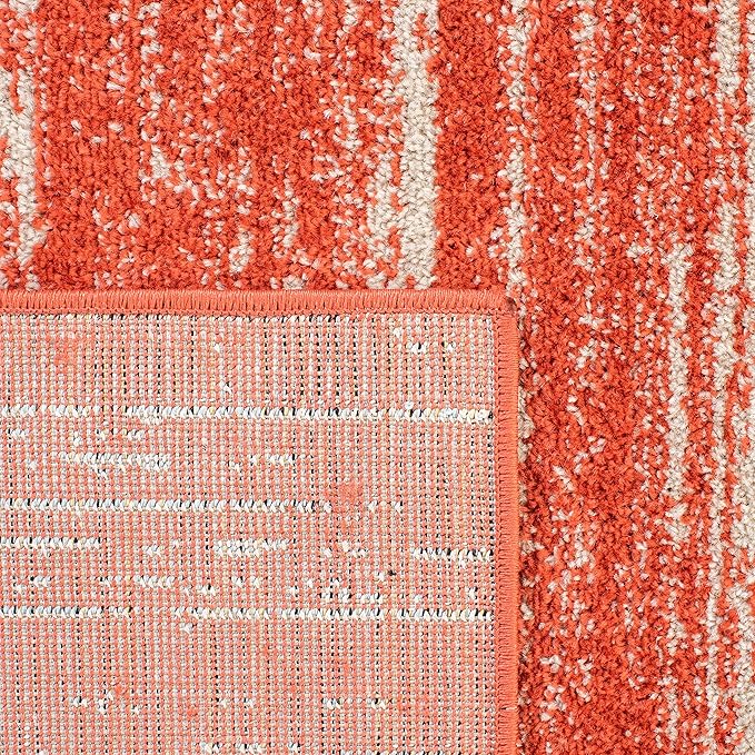 SAFAVIEH Adirondack Collection Area Rug - 6'7" Square, Orange & Grey, Modern Ombre Design, Non Shedding & Easy to Clean, Ideal for Living Room, Bedroom, Office, Dining Space (ADR113P)