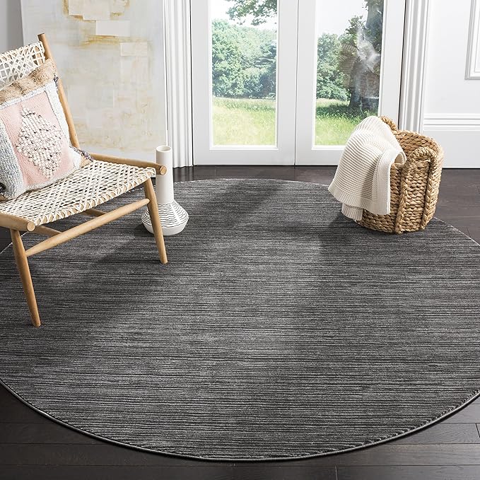 SAFAVIEH Vision Collection Area Rug - 4' Round, Grey, Modern Ombre Design, Non-Shedding & Easy to Clean, Ideal for Living Room, Bedroom, Dining Space (VSN606D)