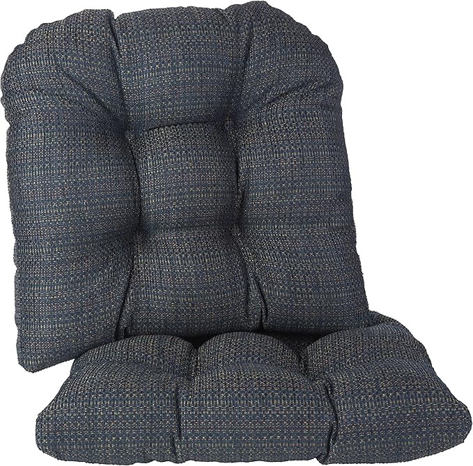 Klear Vu Gripper Overstuffed Universal Non-Slip Dining Chair Cushions for Kitchen Decor or Office Use, U-Shaped Skid-Proof Seat Pad, 17x17 Inches, 2 Count (Pack of 1), Honeycomb Navy