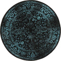 SAFAVIEH Adirondack Collection Area Rug - 6'7" Round, Black & Teal, Distressed Vintage Floral Design, Non-Shedding & Easy to Clean, Ideal for Living Room, Bedroom, Dining Space (ADR109K)