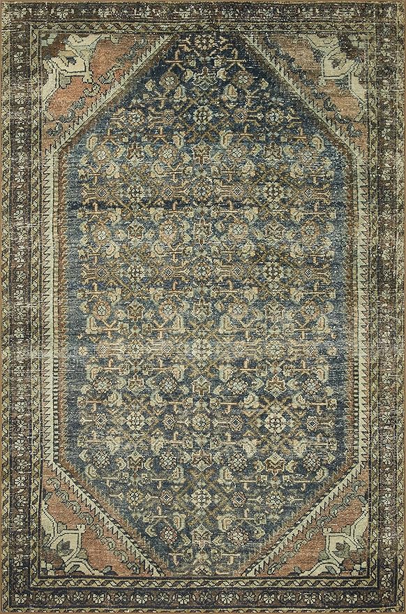 Loloi Magnolia Home by Joanna Gaines Banks Collection BAN-02 Denim/Clay 8'-6" x 11'-6", .13" Pile Height, Machine Washable, Area Rug
