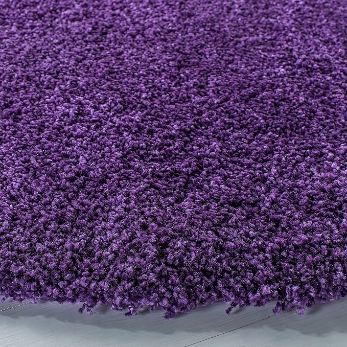 SAFAVIEH Milan Shag Collection 4' Round Purple SG180 Solid Non-Shedding Living Room Bedroom Dining Room Entryway Plush 2-inch Thick Area Rug