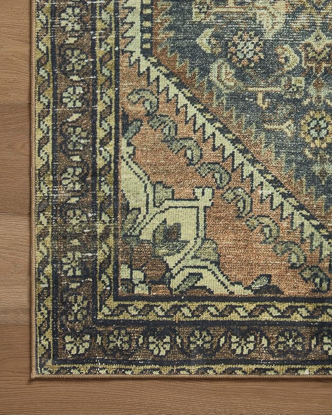 Loloi Magnolia Home by Joanna Gaines Banks Collection BAN-02 Denim/Clay 7'-6" x 9'-6", .13" Pile Height, Machine Washable, Area Rug
