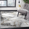 SAFAVIEH Craft Collection Area Rug - 5'3" Square, Grey & Gold, Modern Abstract Design, Non-Shedding & Easy Care, Ideal for High Traffic Areas in Living Room, Bedroom (CFT877F)